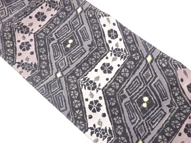 JAPANESE FUKURO OBI / PULP CLOTH / WANA-ORI / WOVEN GEOMETRIC